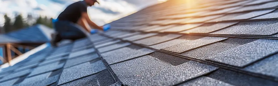 Man cleaning house roof